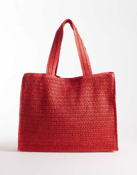 South Beach South Beach shoulder straw beach tote bag in tomato red