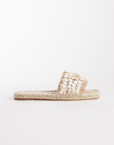 South Beach South Beach slide sandals with faux shells in natural-Neutral