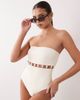 South Beach South Beach strapless one-piece swimsuit with beaded detailing in white - 1