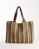 South Beach South Beach straw beach tote shoulder bag in neutral and green stripes-Multi - 1