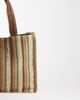 South Beach South Beach straw beach tote shoulder bag in neutral and green stripes-Multi - 3