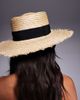 South Beach South Beach straw boater hat with contrast band in beige-Neutral - 2