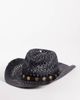 South Beach South Beach straw cowboy hat with faux-coin trim in black - 1