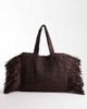 South Beach South Beach straw fringe tote shoulder bag in chocolate brown - 1