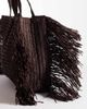 South Beach South Beach straw fringe tote shoulder bag in chocolate brown - 3