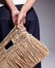 South Beach South Beach straw fringed clutch bag in beige-Neutral - 4
