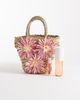 South Beach South Beach straw grab bag with floral embellishment in natural-Neutral - 2