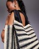 South Beach South Beach straw tote bag in black and white stripe-Multi - 3