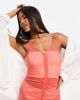 South Beach South Beach stretch mesh ruched front strappy dress-Orange - 4