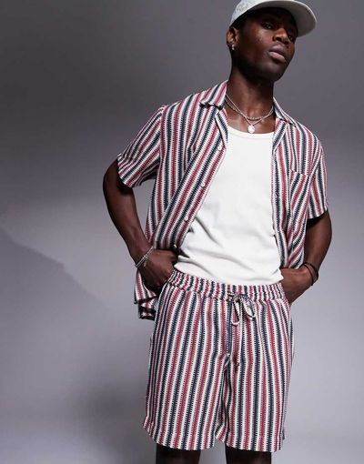 South Beach South Beach stripe knit beach short in multi - part of a set