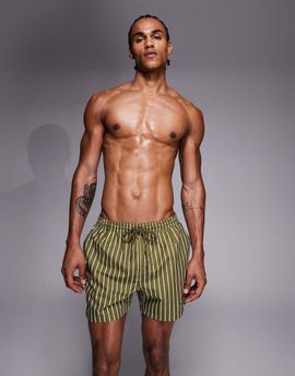 South Beach South Beach striped swim shorts in olive-Green