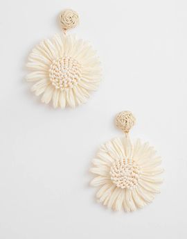 South Beach South Beach textured flower drop earrings in cream-White