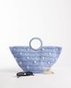 South Beach South Beach top handle straw bag with pearlescent faux shell embellishment in blue - 2