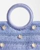 South Beach South Beach top handle straw bag with pearlescent faux shell embellishment in blue - 3