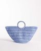 South Beach South Beach top handle straw bag with pearlescent faux shell embellishment in blue - 4