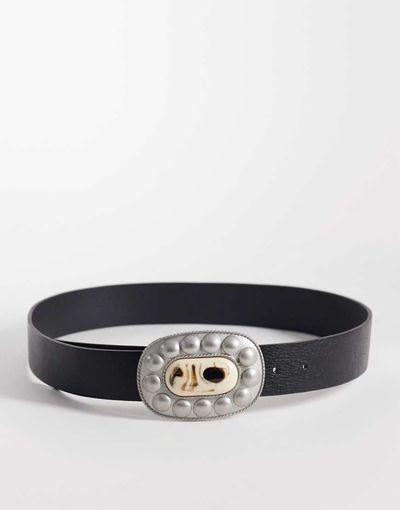 South Beach South Beach western buckle belt in black