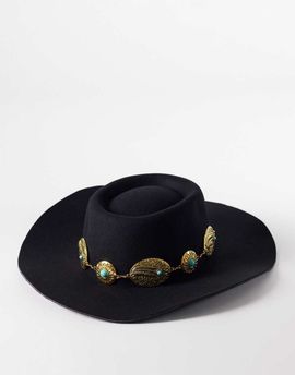 South Beach South Beach western trim cowboy hat in black