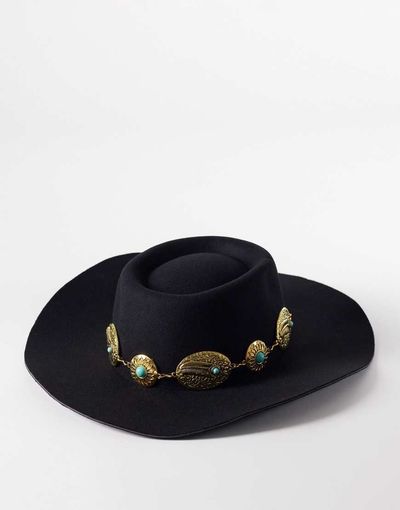 South Beach South Beach western trim cowboy hat in black