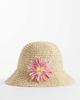 South Beach South Beach woven bucket hat with floral detail in off white - 1