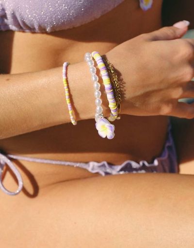 South Beach South Beach x Liv Silverman lotus flower beaded bracelets-Multi