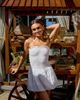 South Beach South Beach x Misha Grimes ruched balloon bandeau mini beach dress in white - 1