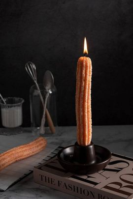 Southlake Gifts Southlake Gifts Sweet Churros Candle Set With Ceramic Holder in Orange/Brown at Urban Outfitters