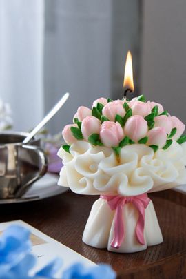 Southlake Gifts Southlake Gifts Tulip Bouquet Candle in Pink at Urban Outfitters