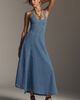 SOVERE Elodie Halter-Neck Denim Maxi Dress - 1