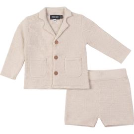 Space Grey Space Grey Textured Knit Blazer and Shorts Set