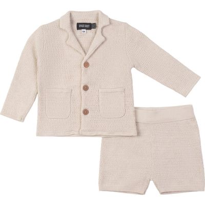 Space Grey Space Grey Textured Knit Blazer and Shorts Set