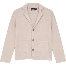 Space Grey Space Grey Textured Knit Blazer with Wooden Buttons