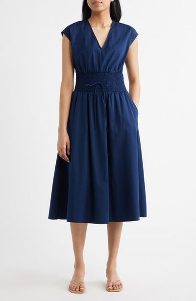 SPANX® SPANX® Smock Waist V-Neck Cotton Midi Dress
