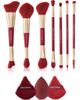 SPECTRUM SPECTRUM Very Cherry 10-Piece Dual Ended Makeup Brush, Sponge & Puff Set $90 Value - 1