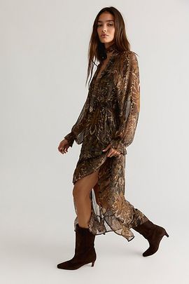 Spell Spell Damask Button Through Midi Dress