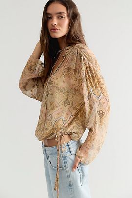Spell Spell Damask Long Sleeve Blouse