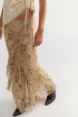 Spell Spell Damask Ruffle Midi Skirt