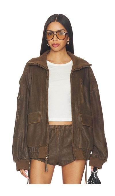 Spell Fontaine Leather Bomber Jacket