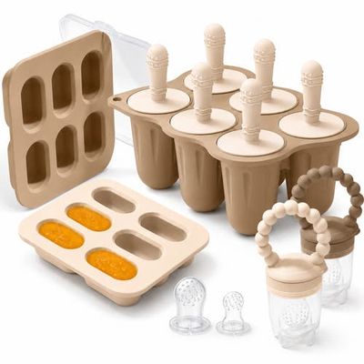Sperric Sperric Silicone Baby Popsicle Mold with Fruit Feeders and Freezer Tray, BPA Free, Dishwasher Safe, Freezer Safe