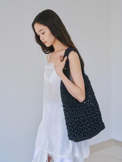 Spicethingsup Raffia Net Bag_Black