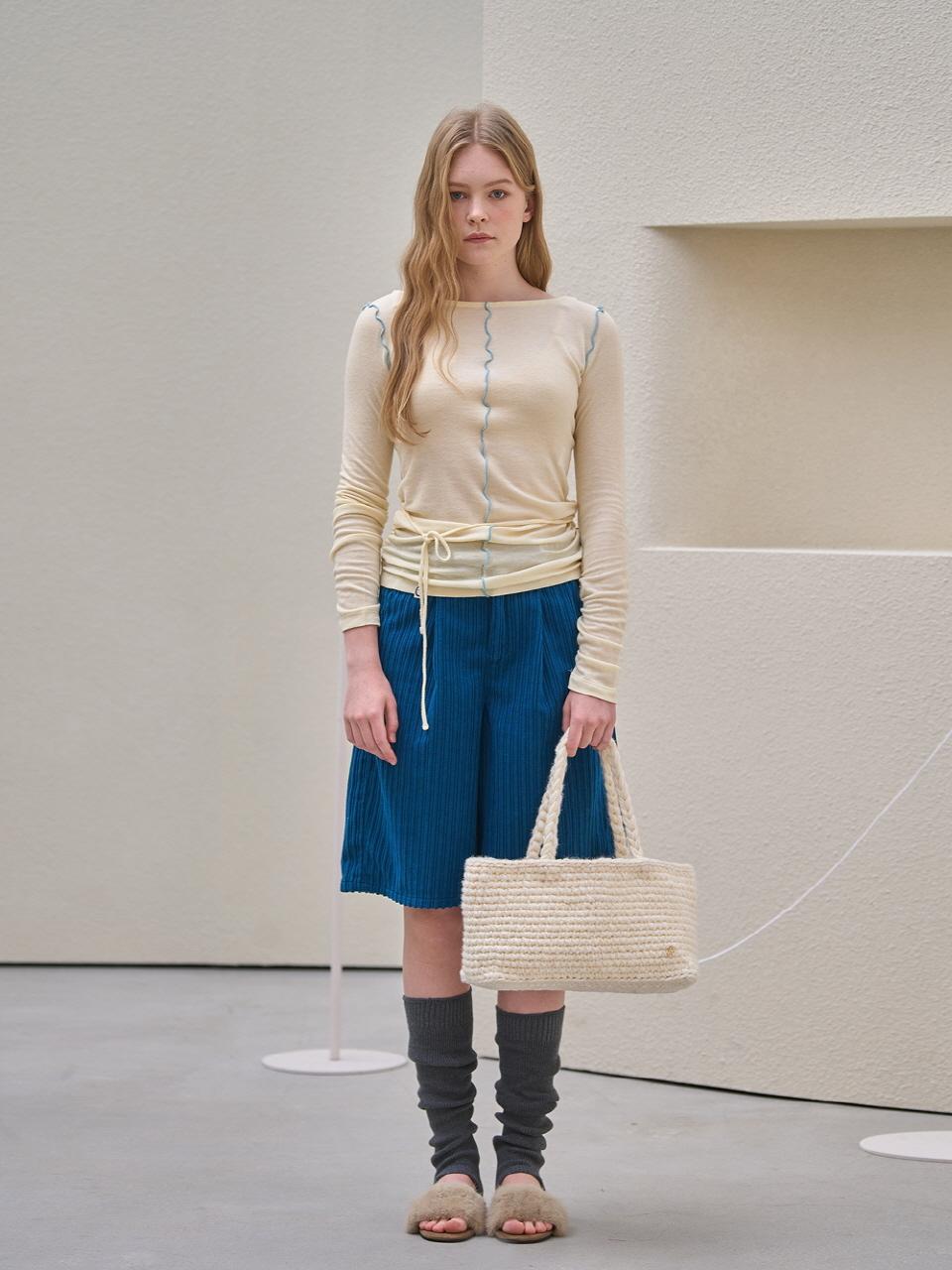 Spicethingsup Tweed Hand-knitted Classic Shoulder Bag [Ivory]