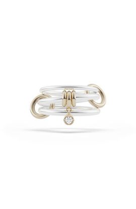 Spinelli Kilcollin Spinelli Kilcollin Piera Sterling Silver, 18K Gold & Diamond Two-Tone Link Ring 