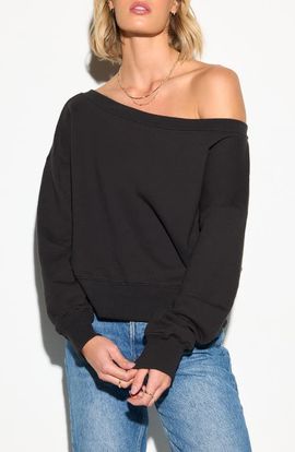 Spiritual Gangster Spiritual Gangster La Vida Off the Shoulder Cotton French Terry Sweatshirt
