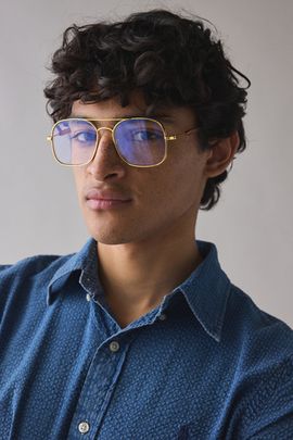 Spitfire Spitfire Born To Lose Aviator Blue Light Glasses in Gold, Men's at Urban Outfitters