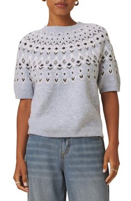 Splendid Splendid Fair Isle Short Sleeve Sweater