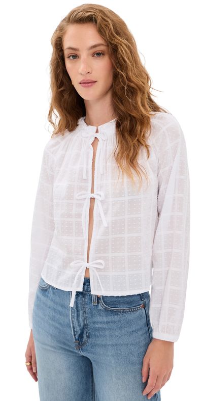 Splendid Splendid Fleur Tie Front Blouse White