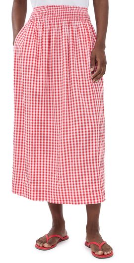 Splendid Splendid Gigi Gingham Midi Skirt Firework/White