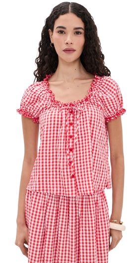 Splendid Splendid Gigi Gingham Top Firework/White