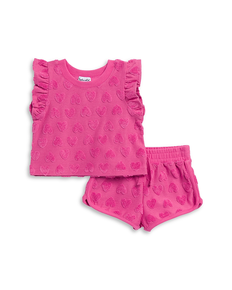 Splendid Splendid Girls' Loop Terry Hearts Top & Shorts Set