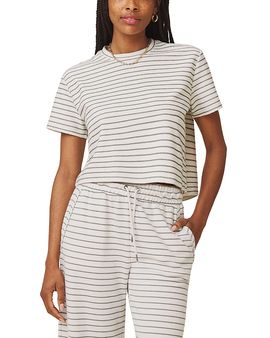 Splendid Splendid Kennedy Stripe Short Sleeve Sweatshirt