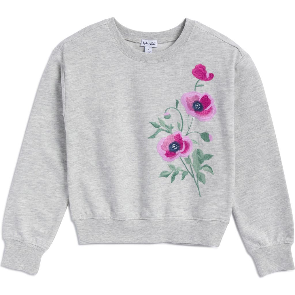 Splendid Splendid Kids' Sage Flower Embroidered Sweatshirt